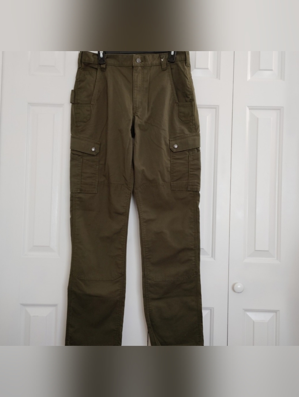 Carhartt Rugged Flex Relaxed Fit Ripstop Cargo Fleece-Lined Work Pant Green . - Picture 2 of 8